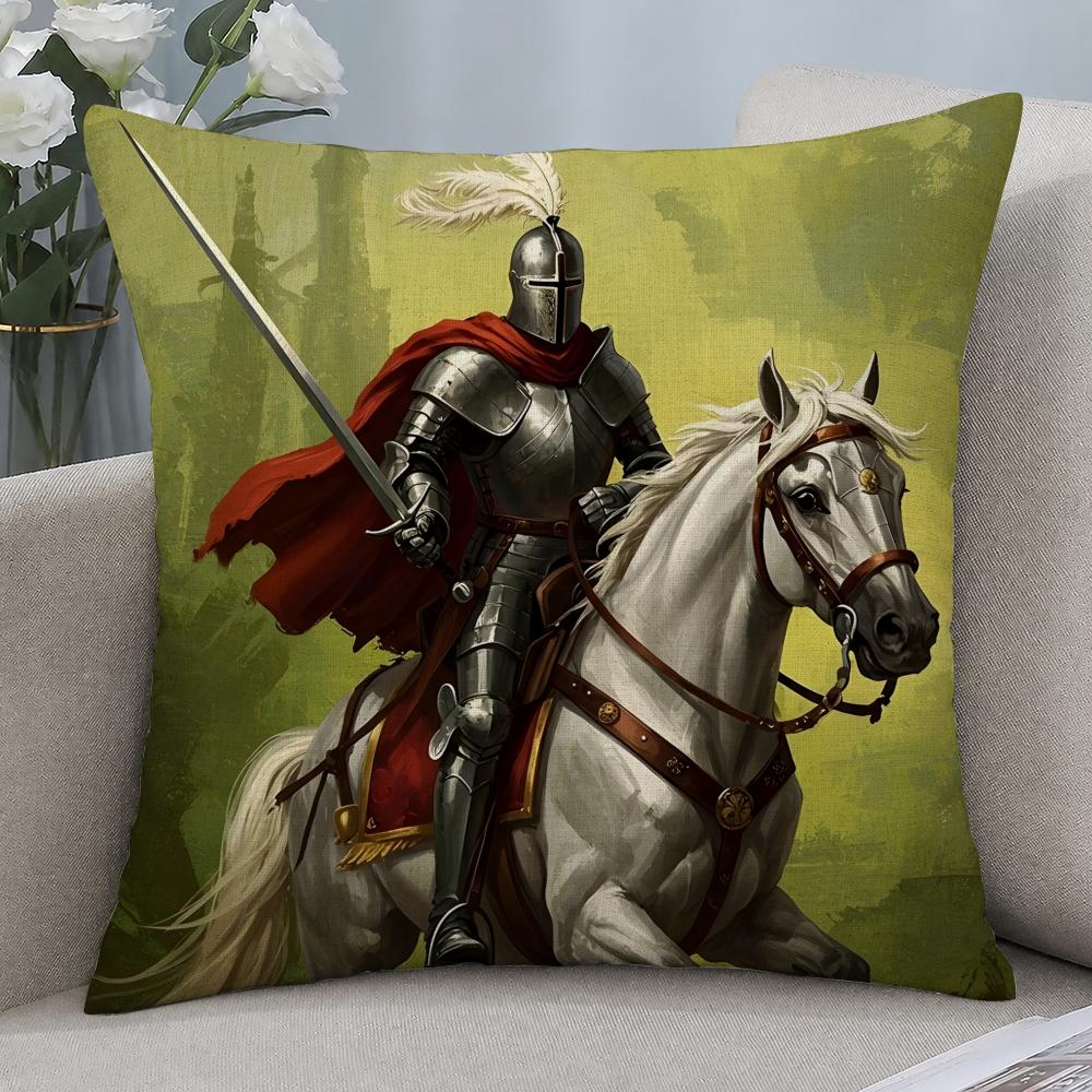 Art Rider Horse Painting Cushion Cover Cushion Covers Natural Linen Breathable Sofa Bedroom Decor Pillowcase