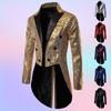 Shiny Gold Sequins Glitter Tailcoat Suit Jacket Male Double Breasted Wedding Groom Tuxedo Blazer Men Party Stage Prom Costume