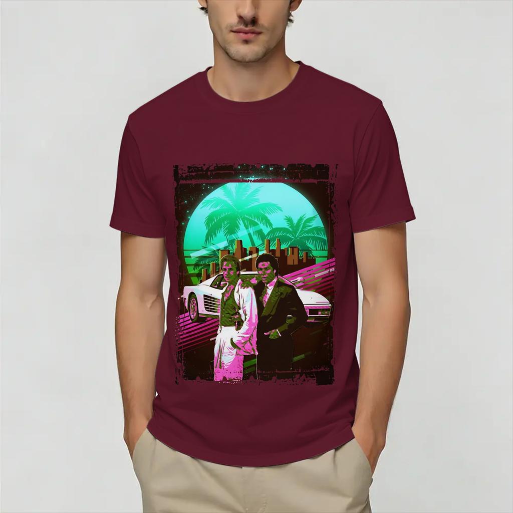 Unisexs Vintage Miami Vices T Shirts 100 Cotton Tops Hipster Short Sleeve Round Collar Tees Plus Size TShirts