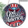 2D Flat, 1pc Round Aluminum Hanging Sign - "God Bless America" Patriotic Metal Wall Art, Uncle Sam Hat & Fireworks Design, Perfect for 4th of July