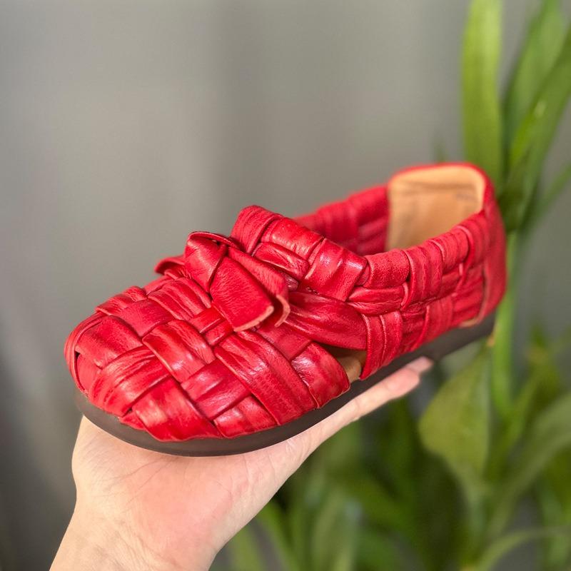 

Женские туфли ручной работы из натуральной кожи на плоской подошве в форме бантика, уродливые и милые туфли 38 красный