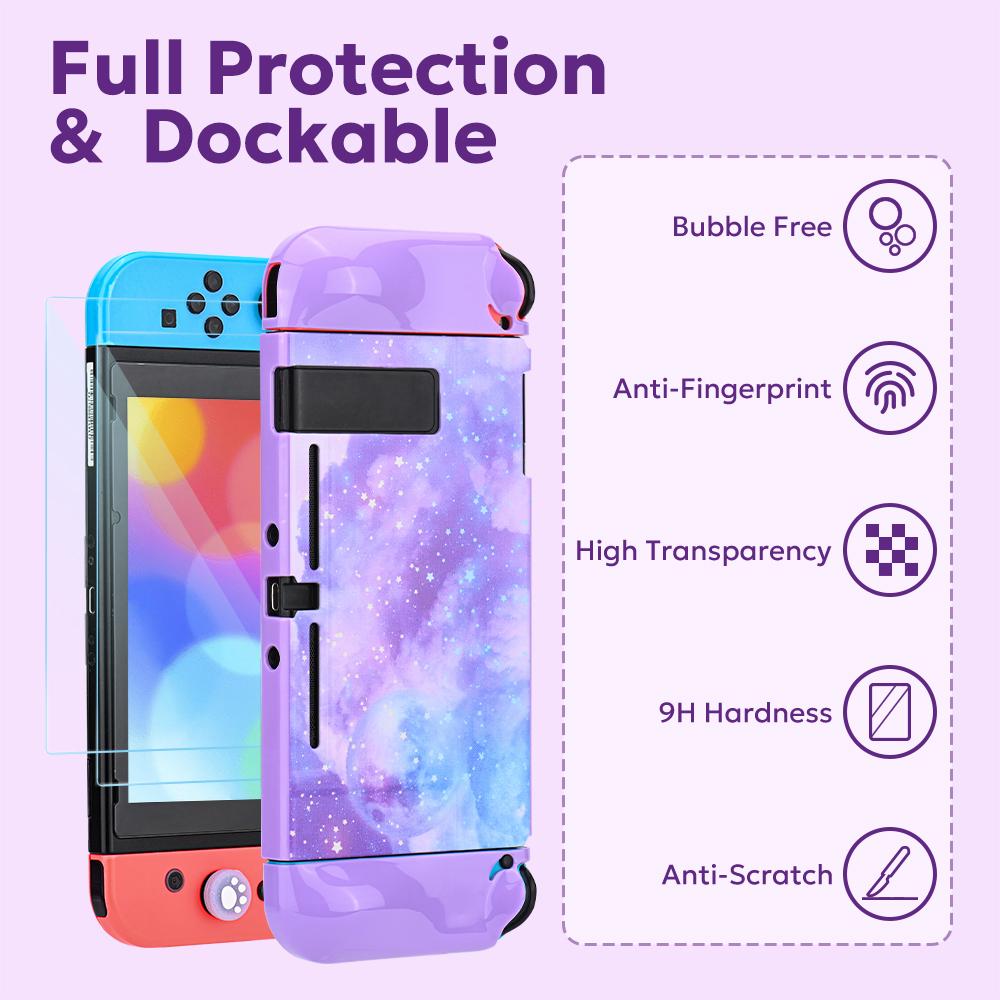 14-in-1 NS Switch Accessory Set Portable Switch Games Storage Handbag Galaxy Purple Case for Nintendo Switch