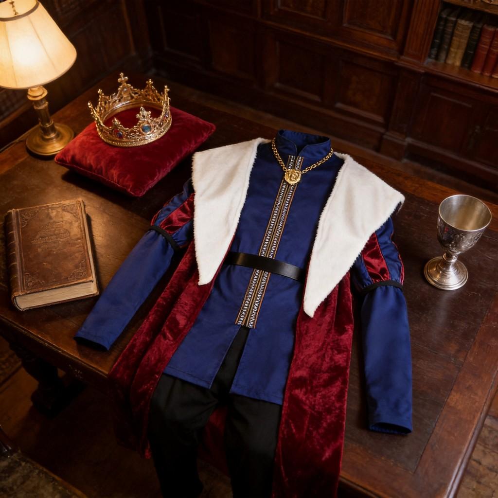 European Fantasy King Queen Cosplay Costumes Set With Polyester Fabric For Holiday Role Play