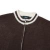 NODU Varsity Color Block Two-Way Round Zip-Up Knit Jacket [Brown]