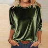 Top alla moda in velluto a maniche lunghe da donna, tinta unita, pullover, maglietta, oro