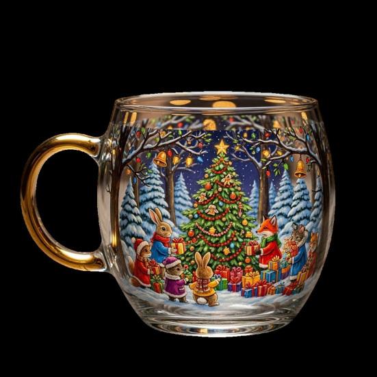 Halloween Mug Funny Tea Coffee Cup 400ml Hand-Painted Spooky Glass Cup for Hot Cold Drinks Christmas Party Gift Stocking Stuffer