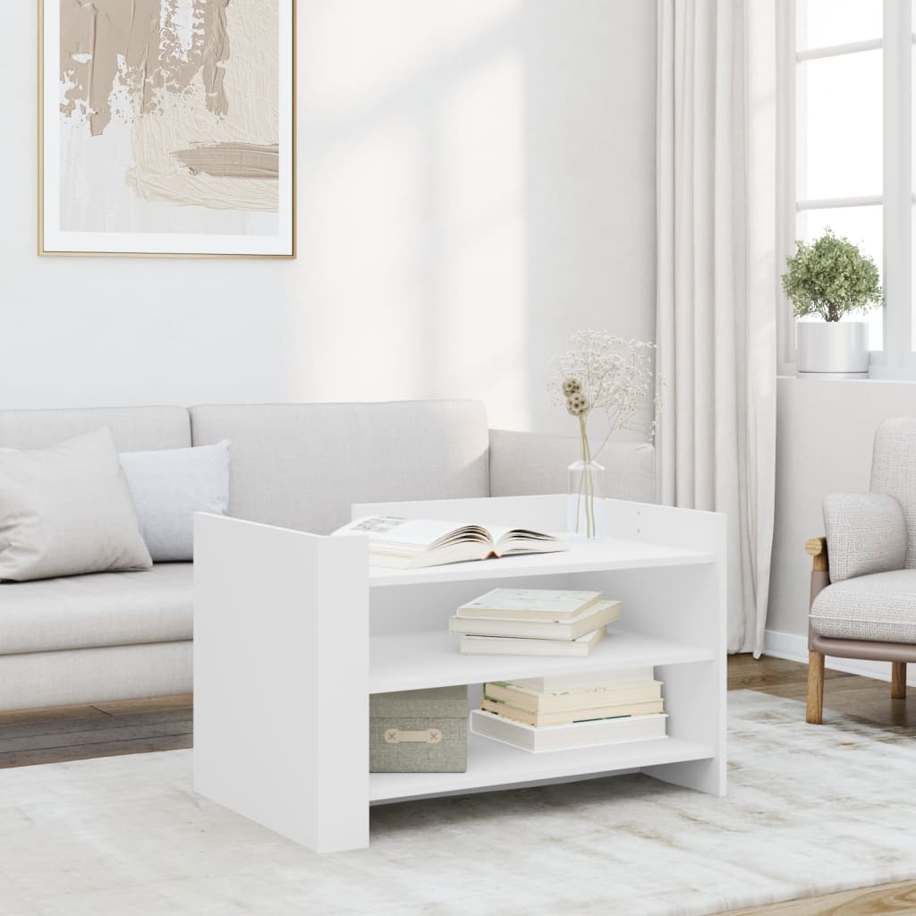 Vidaxl Coffee Table, White, 80X50X50 Cm, Wood-Based Material