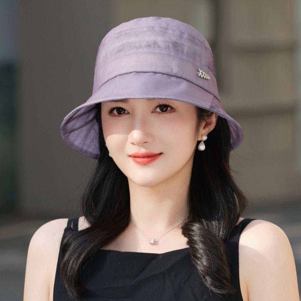 Fashion Casual Sunscreen Hat Breathable Uv Protection Bucket Hat Elegant Fisherman Hat Women