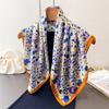 Ditsy Floral Print Square Silk Scarf Soft Satin Silk Shawl Vintage Bandana Neck Hair Headband Bag Wrist Wrap for Women Travel