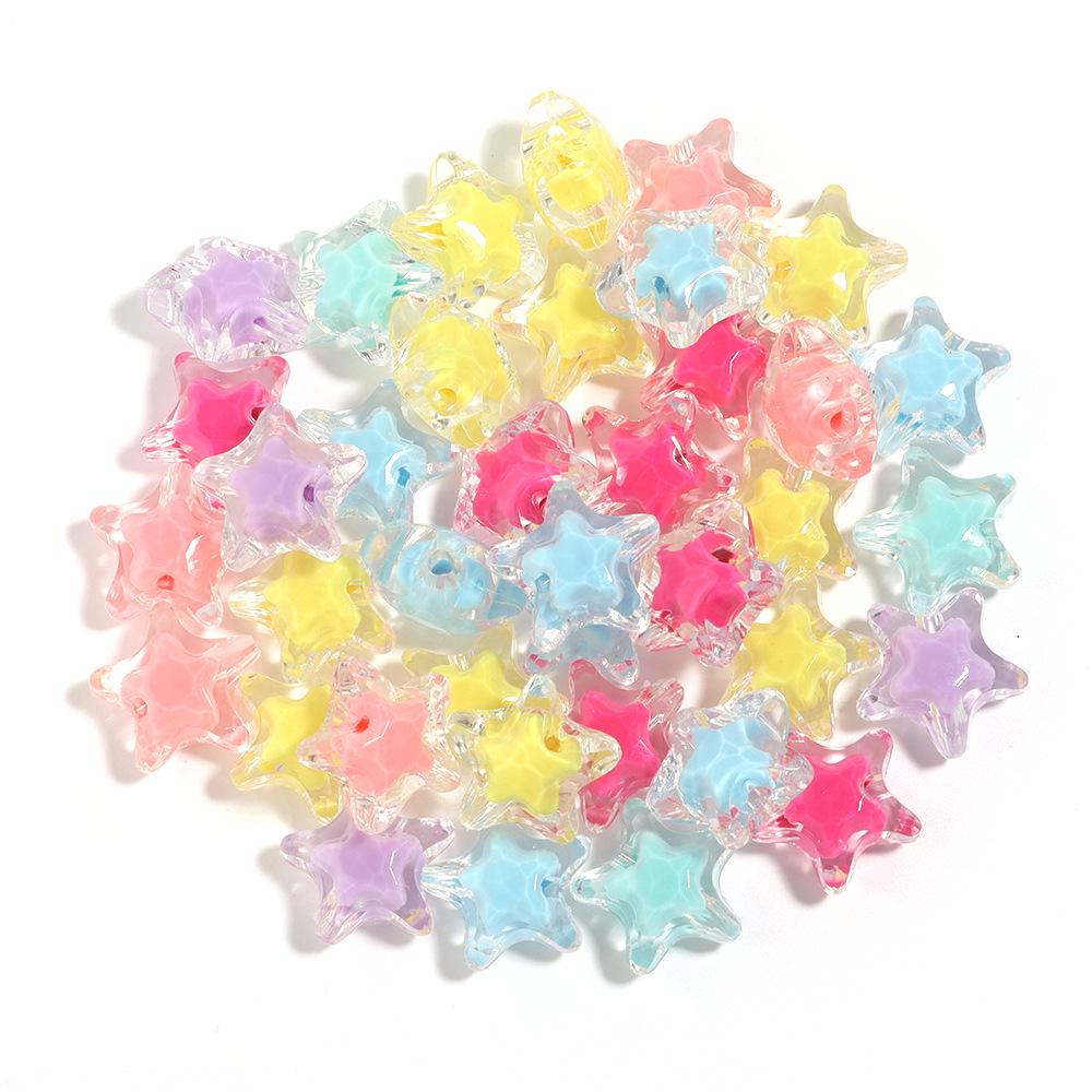 Pack of 50 Colorful Acrylic Star Beads for DIY Bracelets & Phone Chains