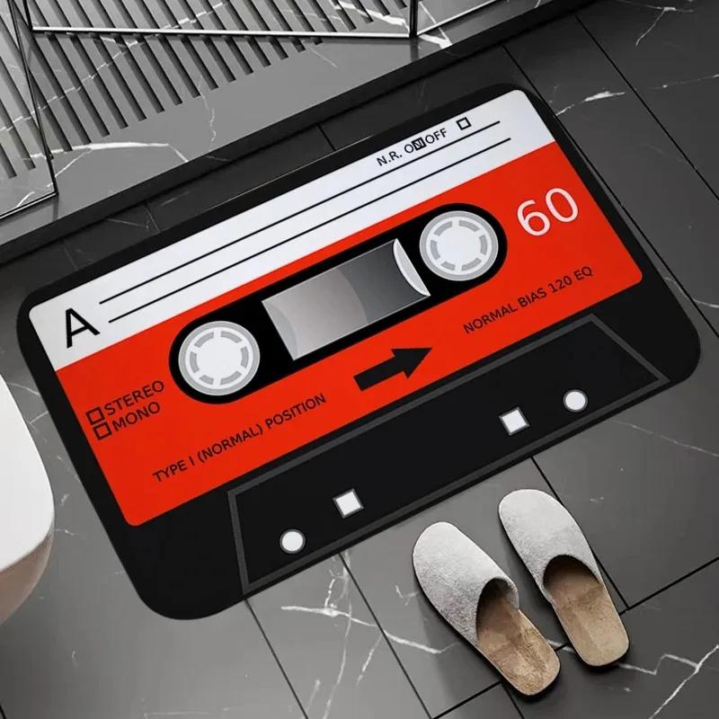 Retro kazetová páska Koupelnové předložky Super savý koupelnový koberec Vstup do domu Vítejte Protiskluzová rohožka Křemelina Koberec do kuchyně