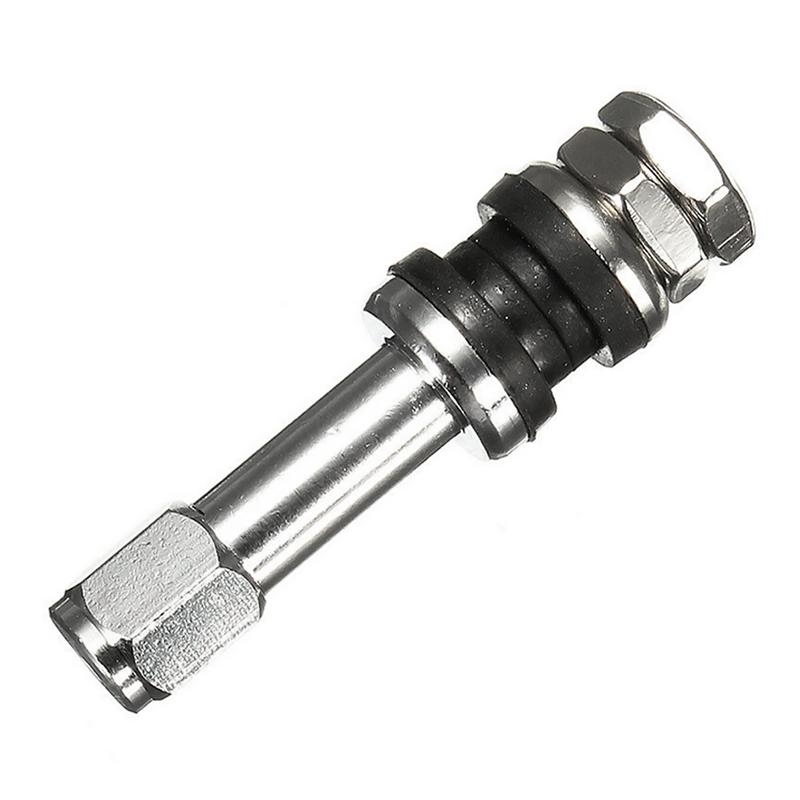 Autoreifenventil, 4 Stück TR48E Einschraubbare Auto-Schlauchlos-Radreifen-Ventilschaft-Staubkappenabdeckung Fahrzeug Edelstahl Metall Gerade Öffnung