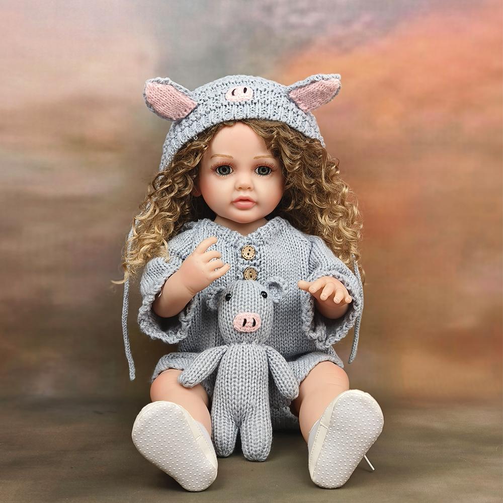 

55-сантиметрова повна вінілова лялька Reborn Baby Doll Betty, 22-дюймова чарівна лялька-дівчинка з африканською популярною афро-зачіскою принцеси для малюків, імітаційні ляльки-іграшки