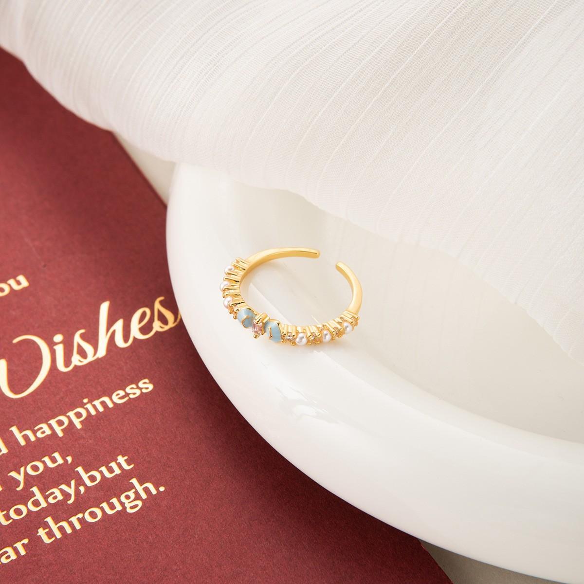 Summer French Light Luxury Enamel Bow Open Ring Women S Cold Sense Simple Exquisite Fashion Jewelry