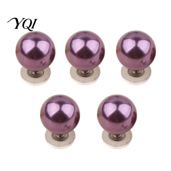 Removable Clothing Buttons 5Pcs Fake Pearl for Clothing, Decorative Brooch Pins, No Instant Fabric Fixer Sew Safety Pins Shirt Neckline Embellishment,