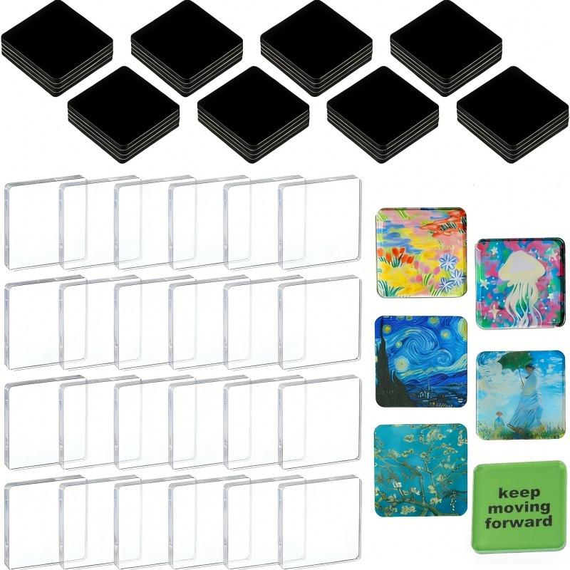 Diy Fridge Magnets Kit Acrylic Blank Refrigerator Magnets With Adhesive Backing Ferrite Magnets For Craft Home Office Decor