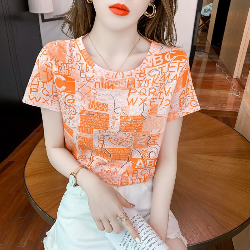 2025 Letní ležérní tričko pro ženy Základní top s květinovým potiskem Krátký rukáv Kulatý výstřih Volné tričko y2k Vintage top Harajuku Streetwear