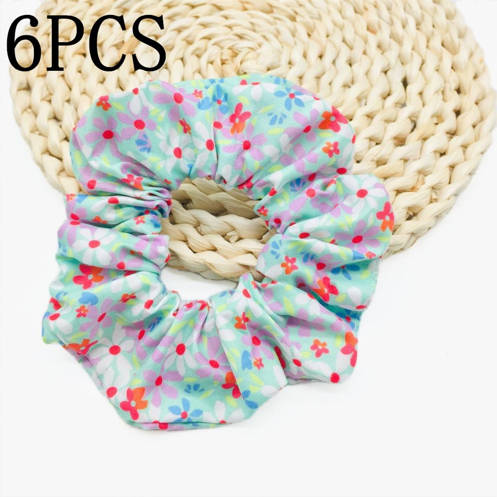 6pcs/lot Hair Scrunchies Bands Scrunchy Ties Ropes Ponytail Holder for Women Accessories Fabric Headwear Ditsy Floral Sweet Cute