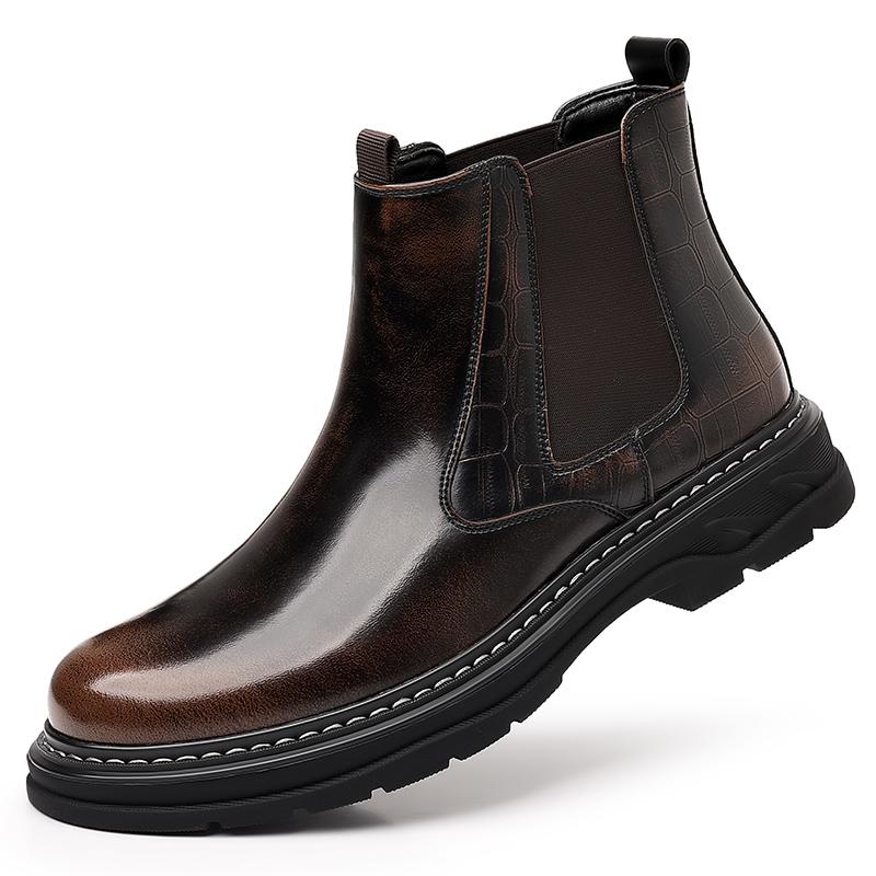 

Мужские короткие ботинки из лакированной кожи. Классические и универсальные стили. Качественная обувь для мотоциклов, офиса, деловых вечеринок. 44 коричневый