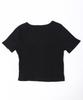 WEGO PHILLY Short Sleeve Compact Size Black T-Shirt, Lace-Up Top, Girly, Casual, Spring/Summer Clothes, Women's, F,