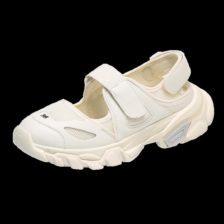 

Korean single retro Velcro breathable sandals women s 2025 new ins Japanese platform casual dad sneakers 40 бежевый