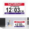 7 Inch Digital Clock with 12 Alarms, Unabridged Calendar Clock for the Eld ly and Ev yone, Auto Dimming, Am ica Large Display Clock with