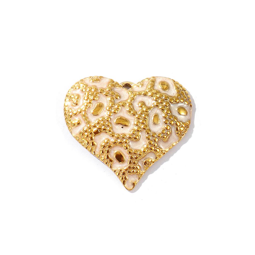 1 Piece 304 Stainless Steel Charms Heart Flower Leopard Print Geometric 18K Gold Plated Pendant For DIY Necklace Jewelry Making