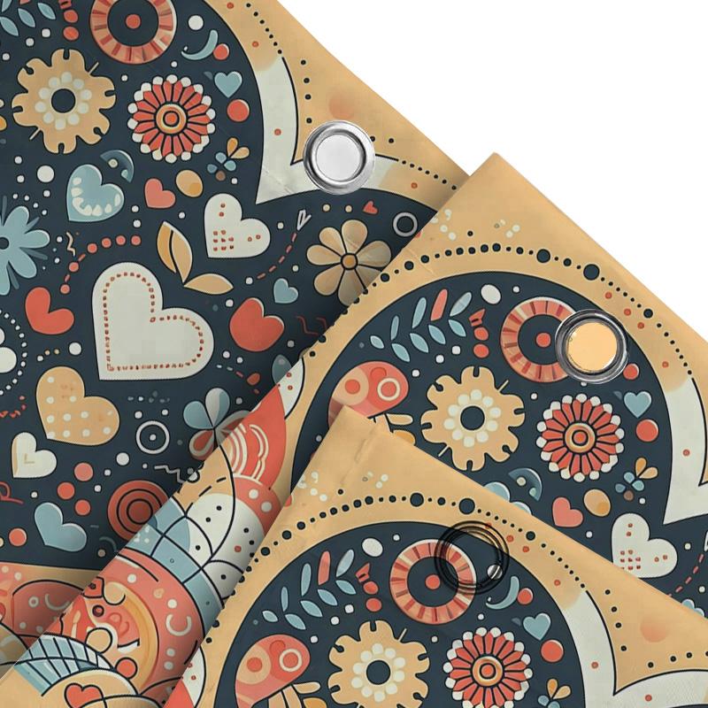 Colorful Heart Pattern Shower Curtain | Vibrant and Fun Bathroom Deco