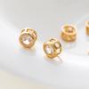 2/4/6Pcs 18K Gold Plated Rhinestone Round Beads Brass Metal Cubic Zirconia Spacer Beads DIY Jewelry Making Accessories