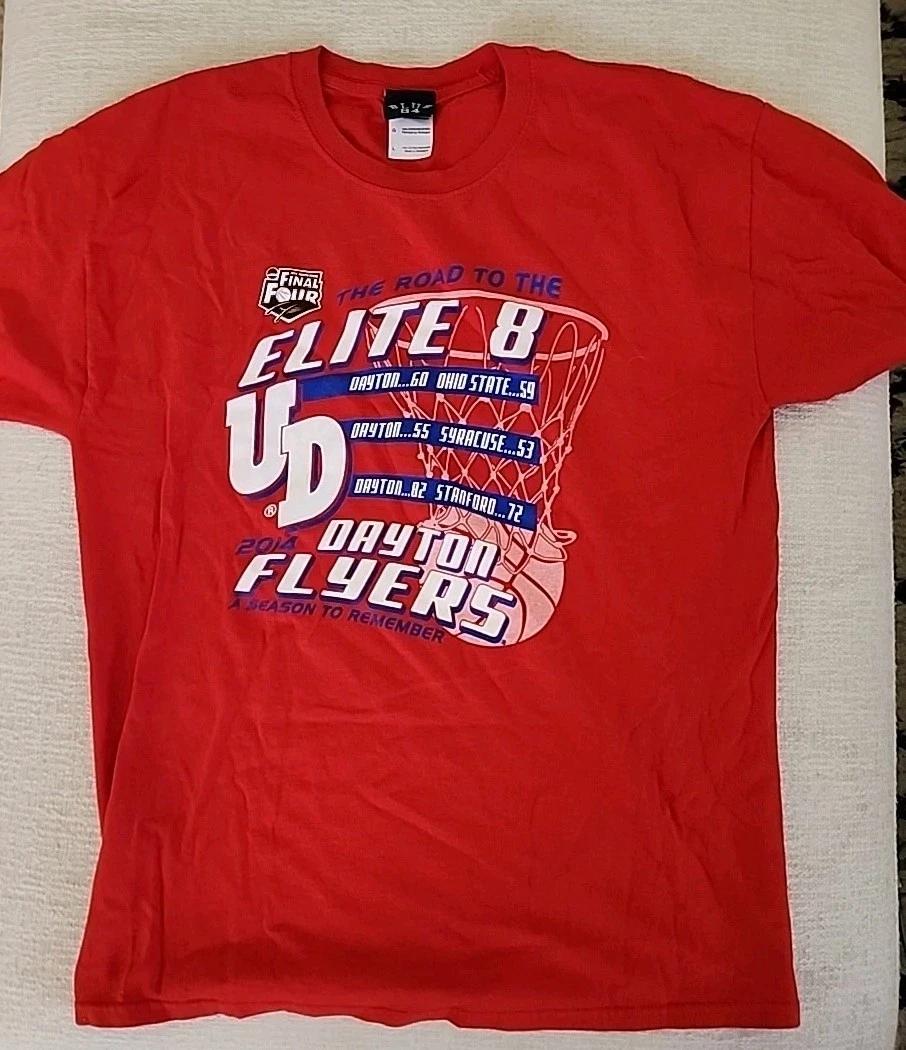 

Dayton Flyers 2014 Элитная восьмерка Большая футболка Сезон, который стоит запомнить S