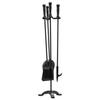 Fireplace Tool Set, 4 PCS Fire Tool Set and Holder with Three-Prong Stand, Ash Shovel, Brush, Fire Place Poker, Wrought Iron Fireplace Accessories for