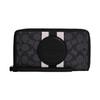 Dempsey 18 Round Logo Stripe Jacquard Pebble Leather Wallet Women Wallet Black C9073-SVRT6