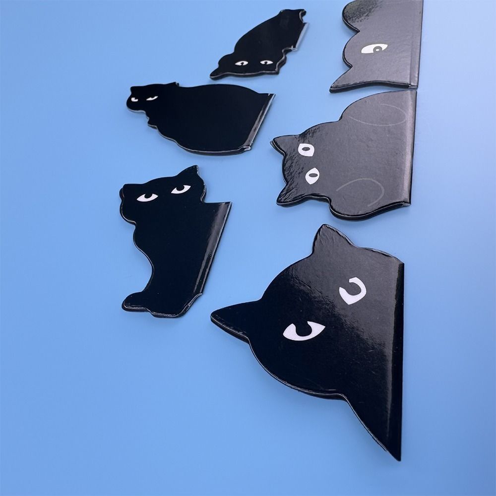 6PCS Black Magnetic Bookmarks Magnetic Pagination Mark New Black Cat Bookmark Students Teachers