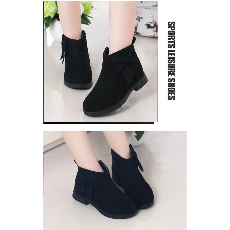 2025 Girls Fashion Boots Leather Sport Shoes For Girls Children Warm Boots Fashion Soft Bottom Princess Snow Boots Kids Sneakers