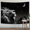 1pcs Cool Lion Tapestry, Space Stars Moon Tapestry, Exquisite Black Tapestry Wall Hanging for Bedroom Living Room Polyester