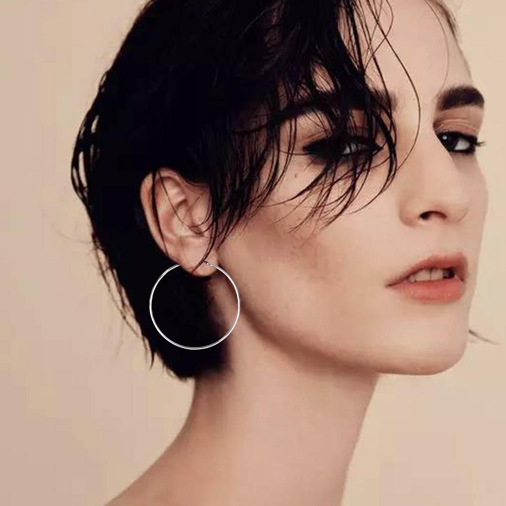 Geometric Metal Temperament Ring Punk Large Circle Ear Studs Hoop Earrings Fashion Jewelry