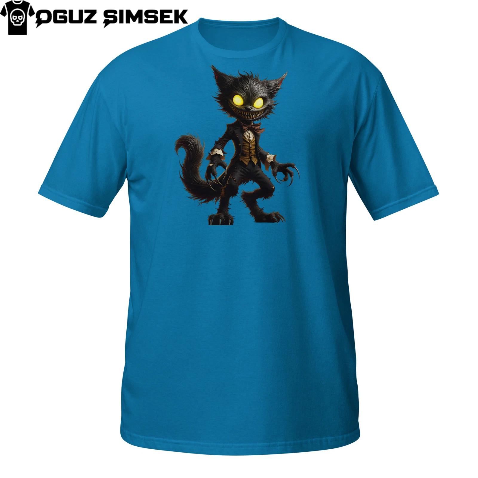 Demonic Cat T-Shirt Mens Womens Tees Top | Evil Yellow Eyes Kitty | Creepy Halloween Tee XL