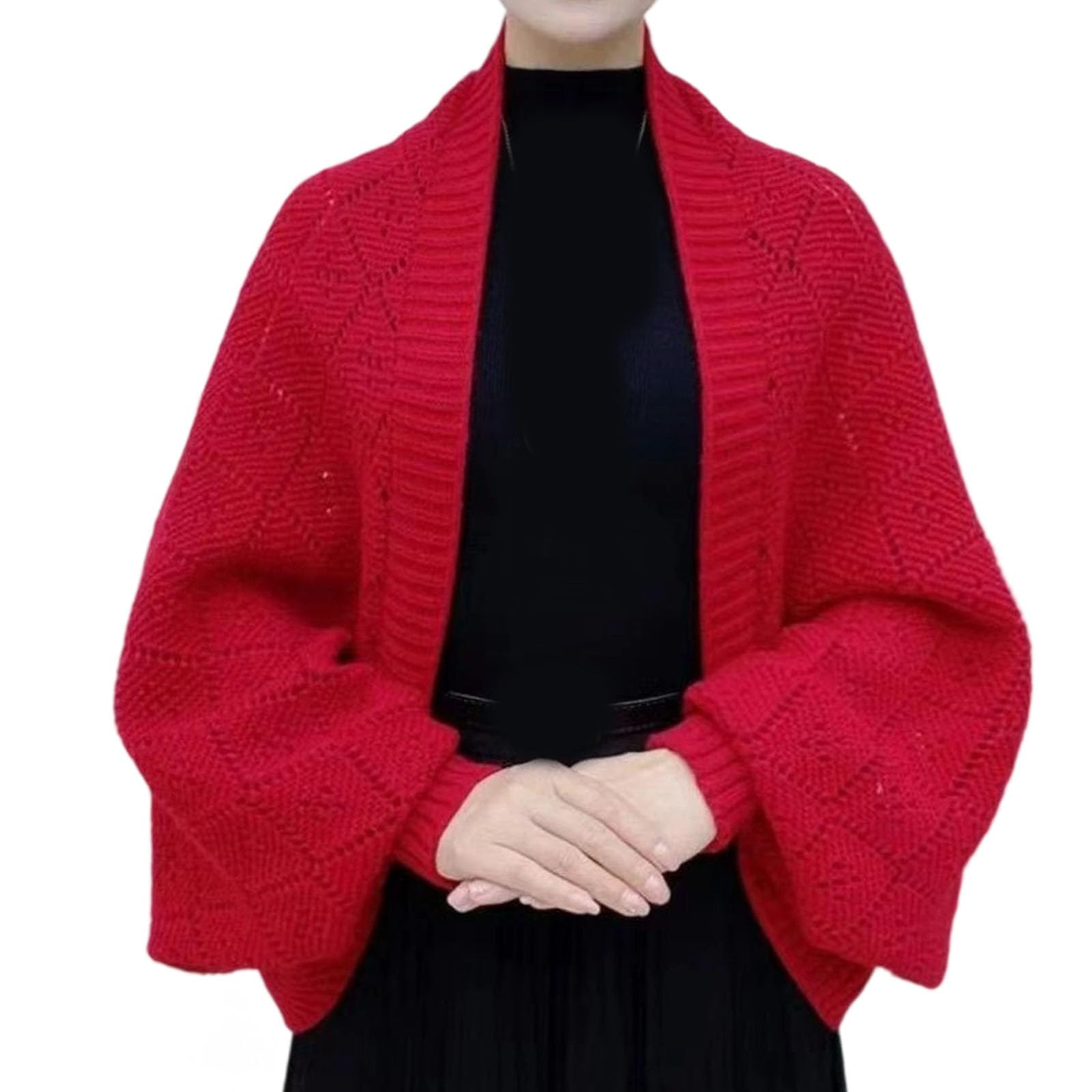 

Женский свободный удобный повседневный модный теплый и элегантный кардиган, накинутый как шаль One Size красный