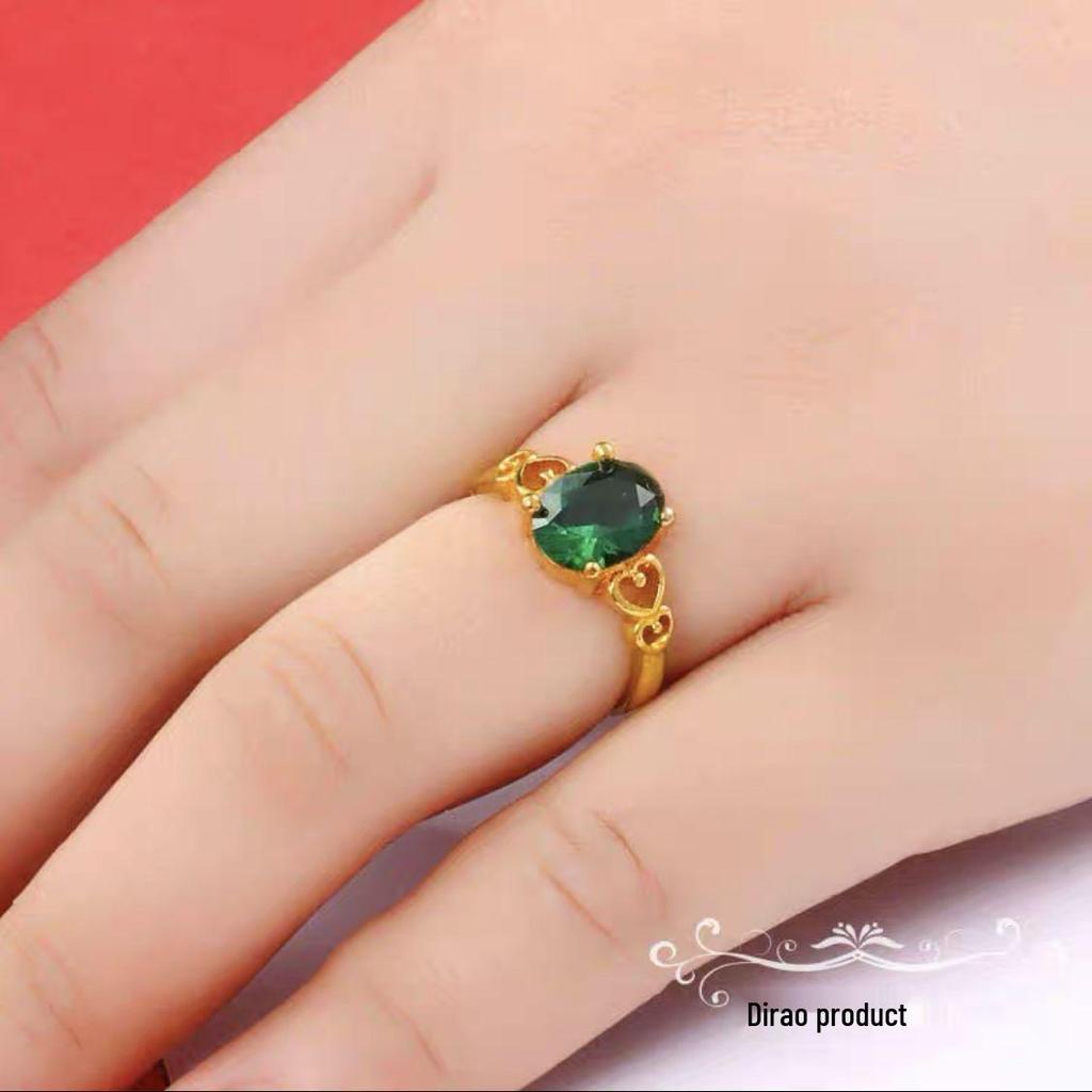 Adjustable Gold-Plated Vietnamese Sand Flower Ring for Women
