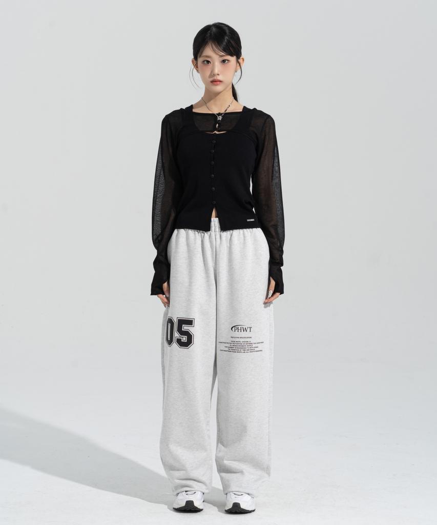 Peijeuhwaiteu [Phase_5] Numbering Straight Sweatpants _Light Melange / 8802026-Lp[P