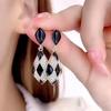 New Geometric Rhombus Drop Glaze Black White Checkerboard Earrings Women's Fashion Daily Accessory Party  Birthday Gifts