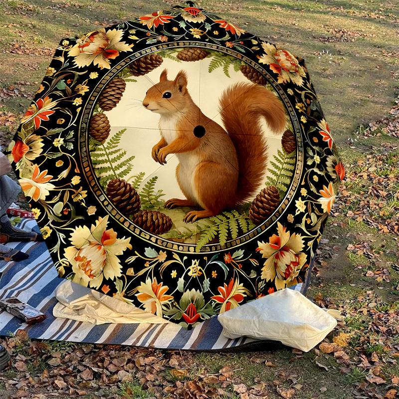 1PC Squirrel Flowers Umbrella-8-Rib Reinforced, Automatic Open, Lightweight & Durable, Cute Fashion Accessory for Outdoor-K1245
