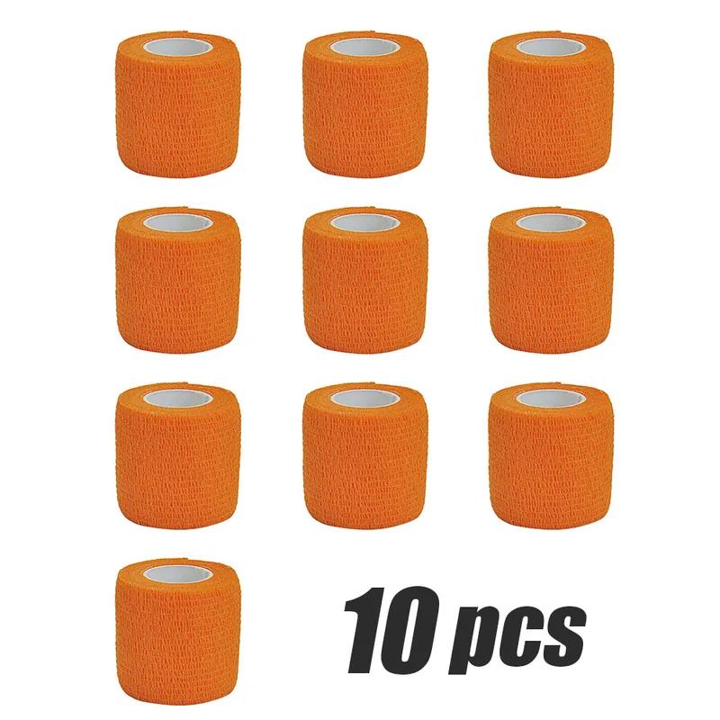 1/6/10/15Pcs 4.8m orange First Aid Self Adhesive Cohesive Elasticity Bandages Sports Tape for Wrist Ankle Sprains & Swelling