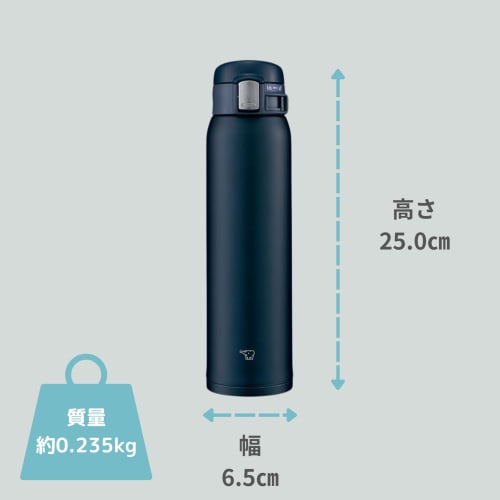ZOJIRUSHI Water Bottle Direct Drinking [One Touch Open] Stainless Steel Mug 600ml Navy SM-SF60-AD