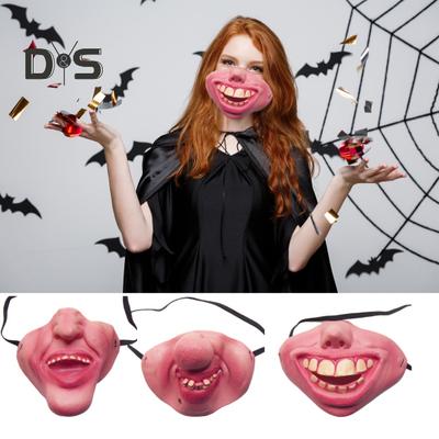 Halloween-Maske aus Latex, lustige Halbgesichts-Streichmaske, atmungsaktiv, realistische Horror-Maske für Kostümparty, Cosplay