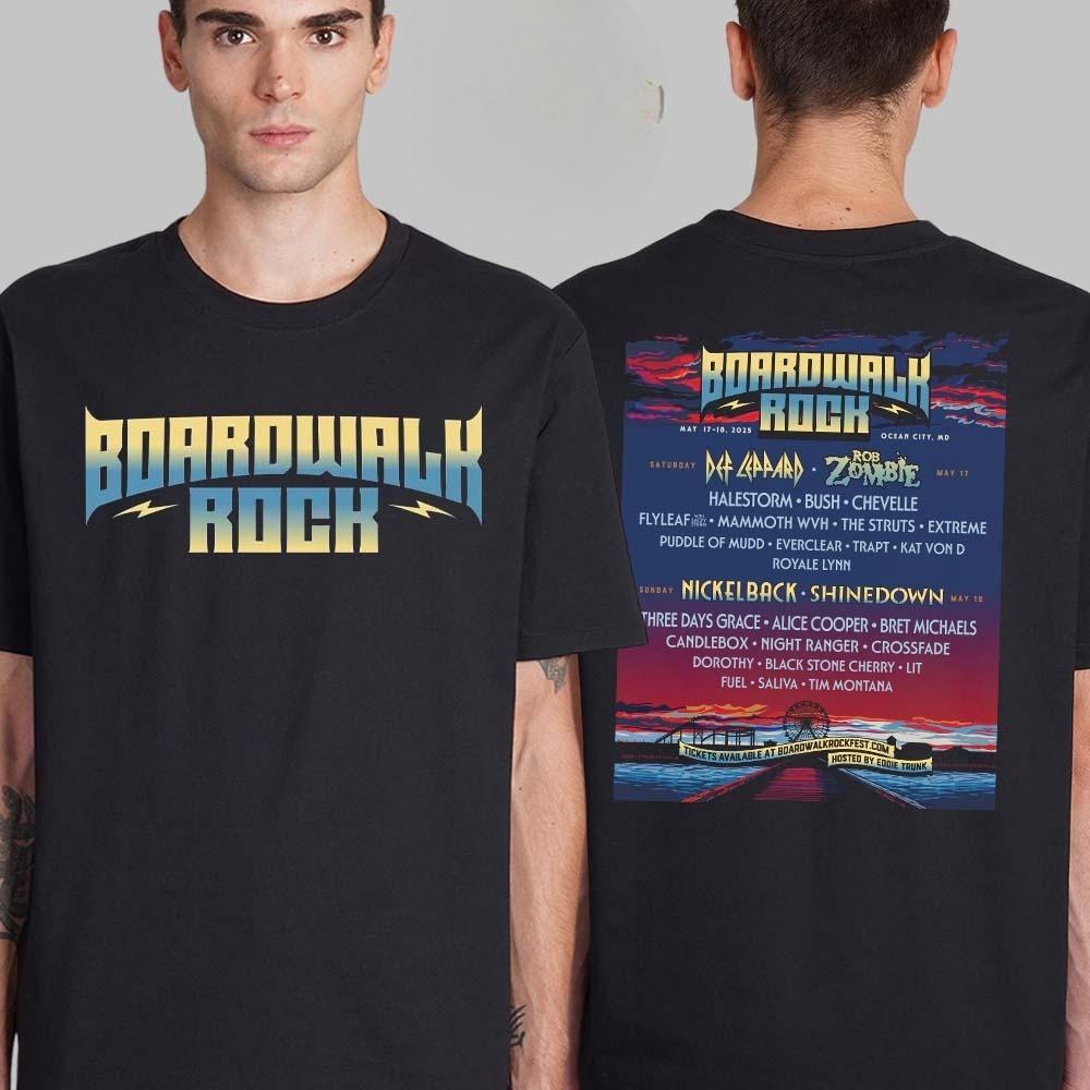 New Boardwalk Rock 2025 Linup in Ocean City Maryland on May 17 18 2025 Two Sided Essentials T-Shirt