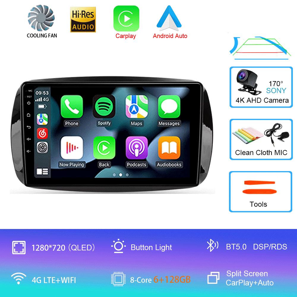 Car Radio Android 14 Carplay For Mercedes Benz Smart 453 Fortwo 2014 2015 2016 -2020 Multimedia Player Navigation GPS Stereo DSP