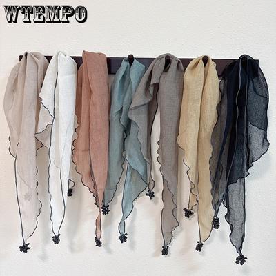 Enfärgad triangulär scarf Söt japansk och koreansk stil Hängsmyckesscarf Damtunn scarf Huvudscarf