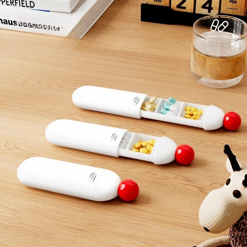Mini Portable Pill Organizer Colorful 3 Spaces Small Pill Case Travel Medicine Organizer Pocket Vitamin Supplement Fish Oil Box