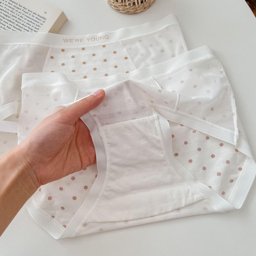 Unterwäsche Polka Dot Mesh Höschen für Frauen Bequeme nahtlose nackte antibakterielle Modal-Slips mit mittlerer Taille